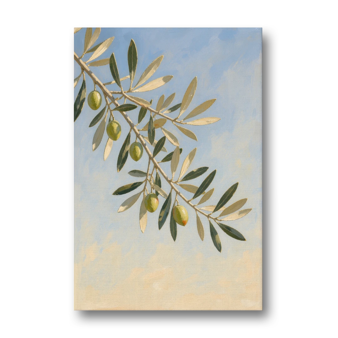 Olive Branch Under Sunny Sky for the Kitchen - Canvas Wall Art - Front