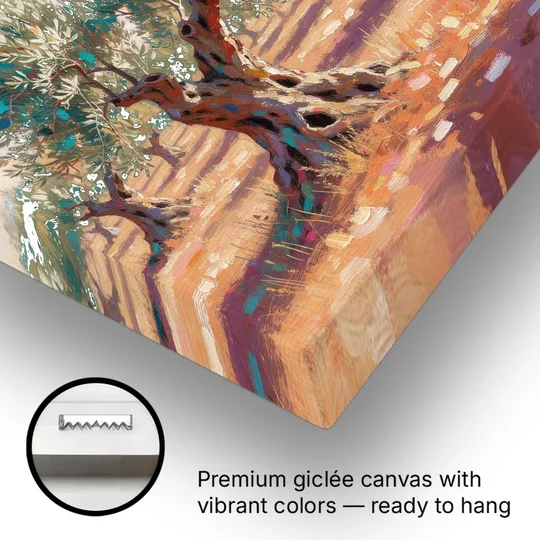 Olive Grove Painting in Late Afternoon - Canvas Wall Art - Gallery Wrap Corner