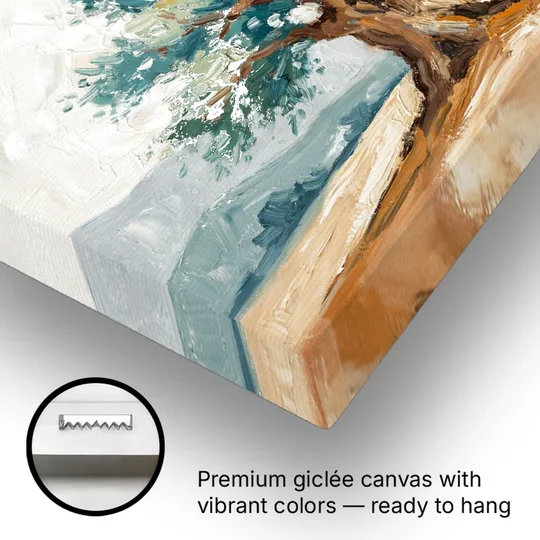 Olive Tree Painting on a Sunlit Terrace - Canvas Wall Art - Gallery Wrap Corner