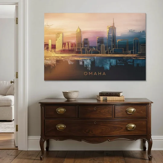Omaha City Skyline - Canvas Wall Art - Coffee Table - 60x40