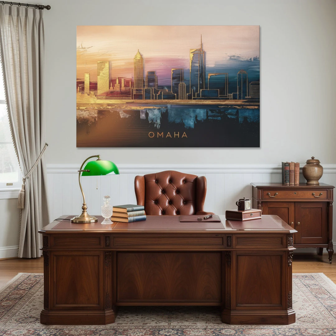 Omaha City Skyline - Canvas Wall Art - Office - 60x40