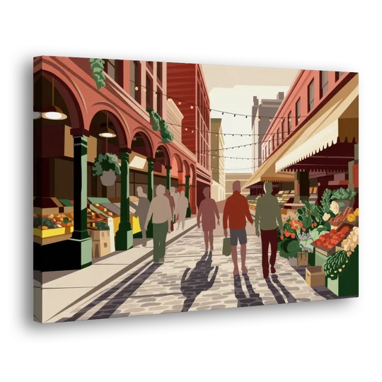 Omaha Old Market Charm - Canvas Wall Art - Side