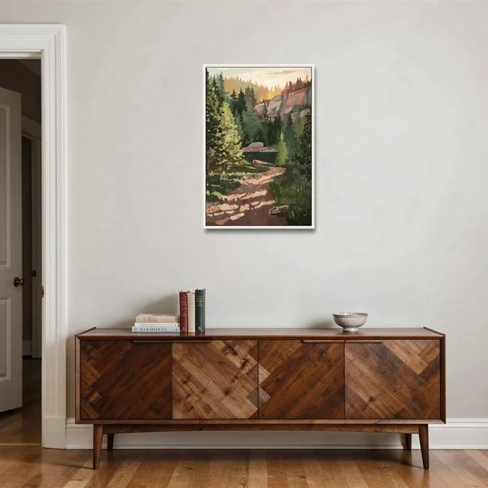 Ontario Scenic Trails - White Framed Canvas Wall Art - Coffee Table - 24x36