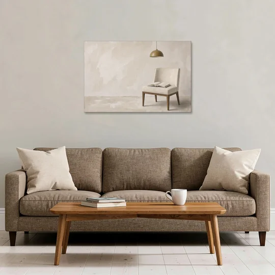 Open Book Painting on a Cream Side Chair - Canvas Wall Art - Sofa - 36x24