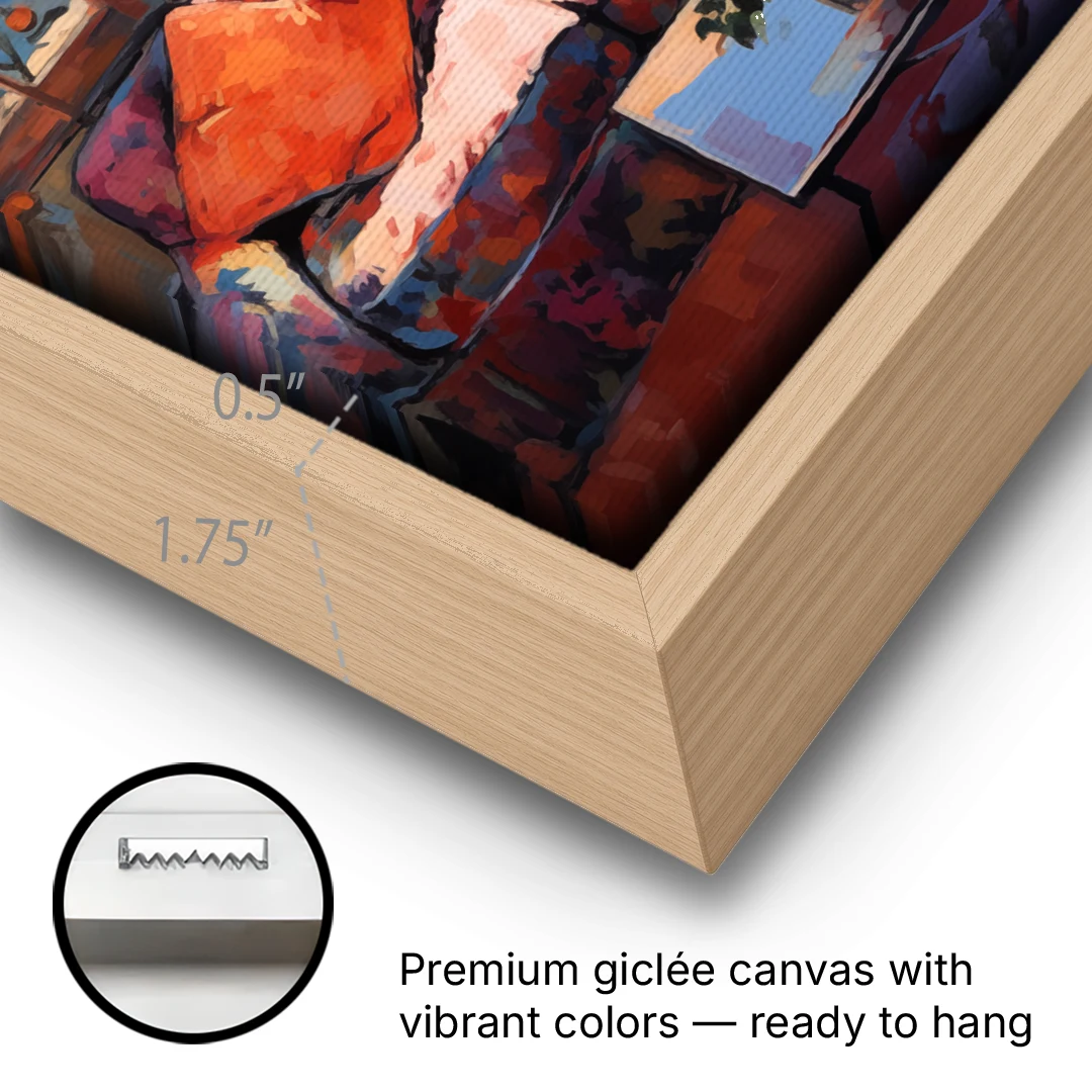 Open Window Painting of the Venice Lagoon - Oak Framed Canvas Wall Art - Gallery Wrap Corner