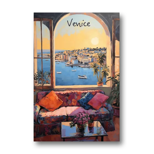 Open Window Painting of the Venice Lagoon - Canvas Wall Art - Front