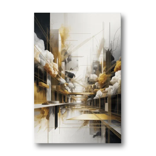 Opulent Abstract Elegance White and Gold - Canvas Wall Art - Front