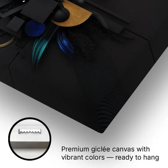 Opulent Contrast Black Abstract - Canvas Wall Art - Gallery Wrap Corner