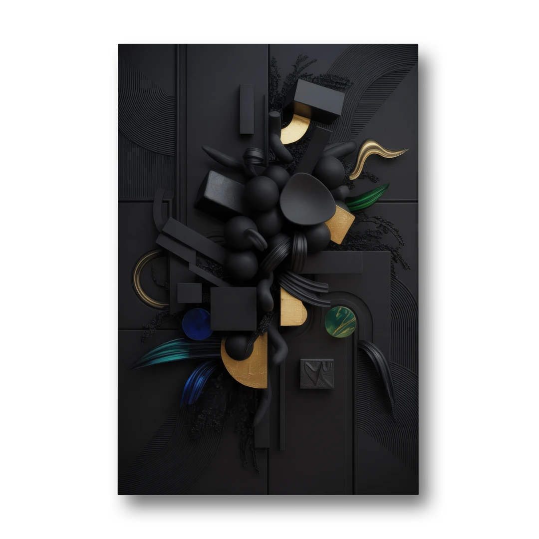 Opulent Contrast Black Abstract - Canvas Wall Art - Front