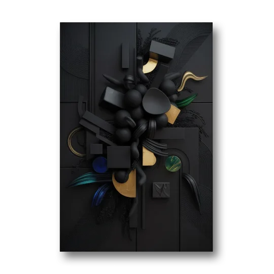 Opulent Contrast Black Abstract - Canvas Wall Art - Front