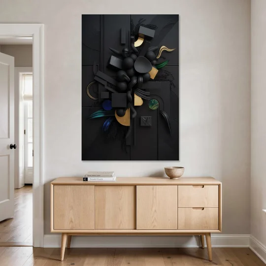 Opulent Contrast Black Abstract - Canvas Wall Art - Coffee Table - 40x60