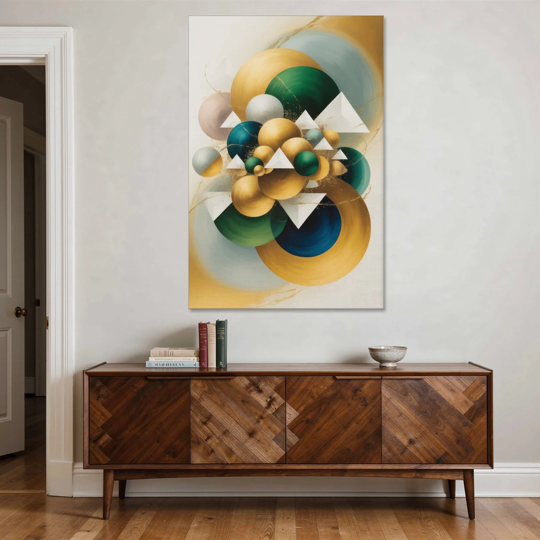 Opulent Floating Forms Gold Abstract - Canvas Wall Art - Coffee Table - 40x60