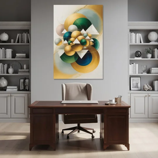 Opulent Floating Forms Gold Abstract - Canvas Wall Art - Office - 40x60