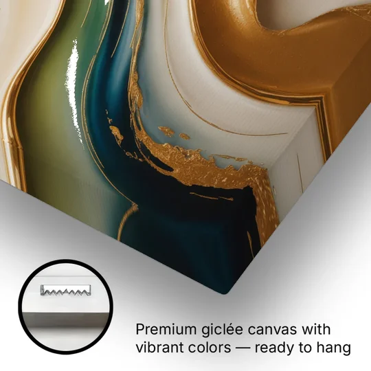 Opulent Flowing Forms Gold Abstract - Canvas Wall Art - Gallery Wrap Corner