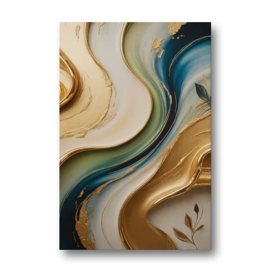 Opulent Flowing Forms Gold Abstract - Canvas Wall Art - Front