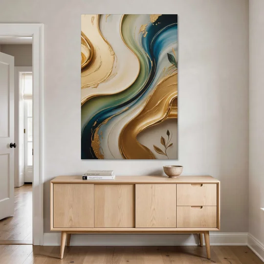 Opulent Flowing Forms Gold Abstract - Canvas Wall Art - Coffee Table - 40x60