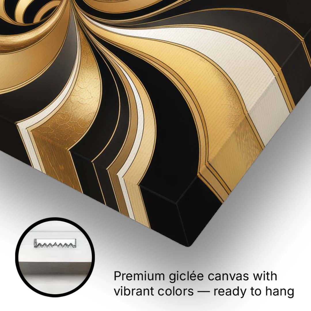 Opulent Fluidity in Black and Gold Abstract - Canvas Wall Art - Gallery Wrap Corner