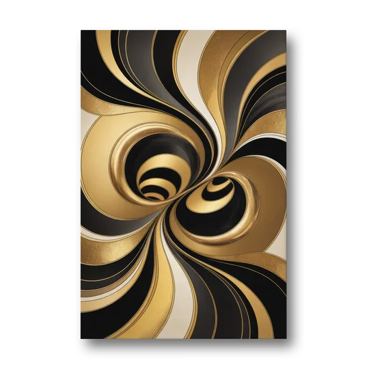 Opulent Fluidity in Black and Gold Abstract - Canvas Wall Art - Front