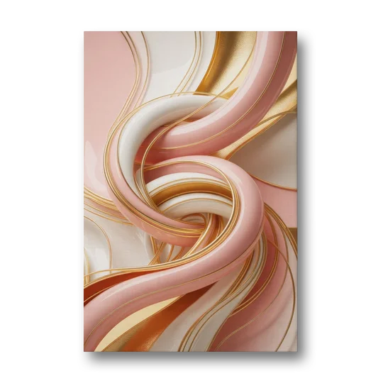 Opulent Fluidity in Pink and Gold Abstract - Canvas Wall Art - Front
