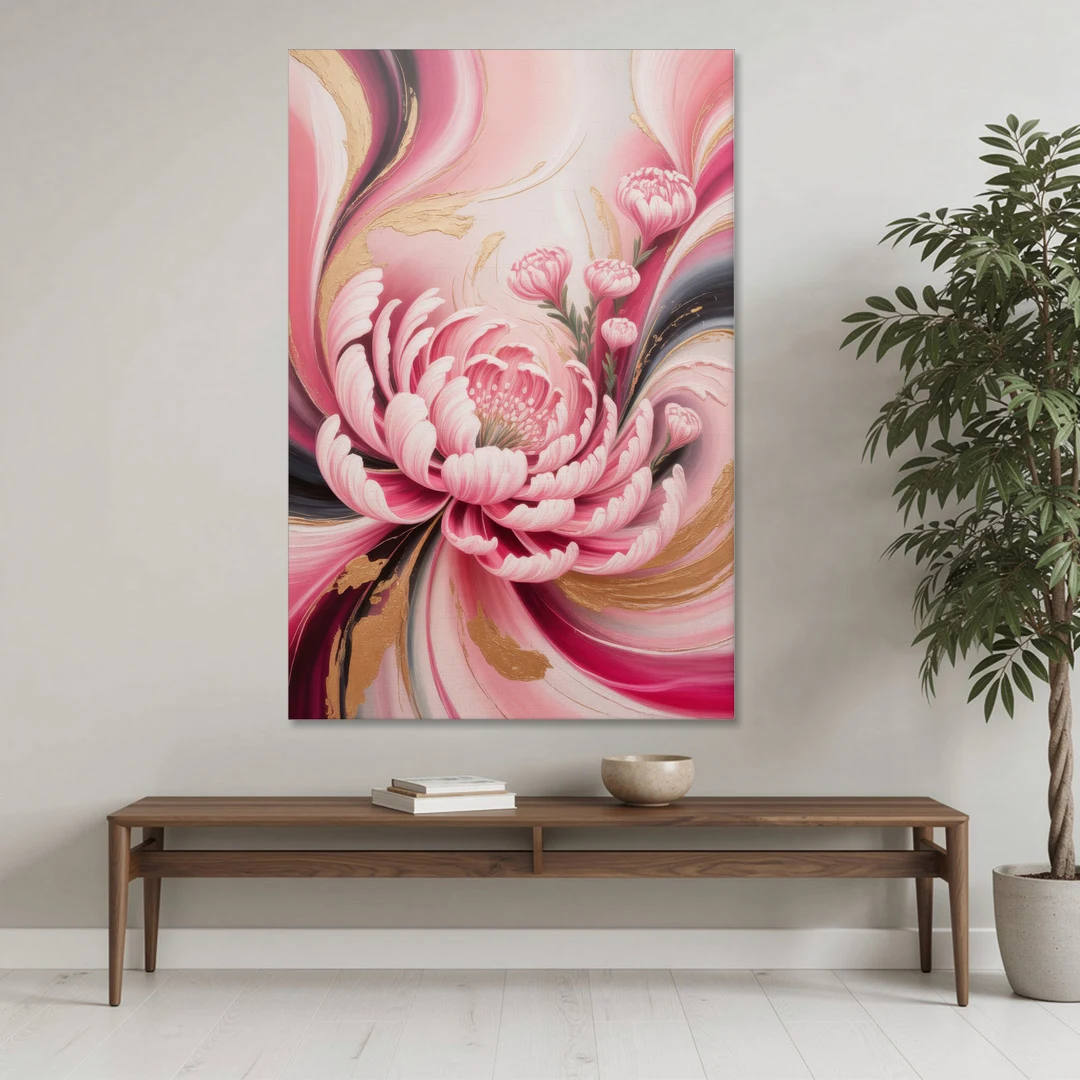 Opulent Garden Radiance Pink Abstract - Canvas Wall Art - Coffee Table - 40x60