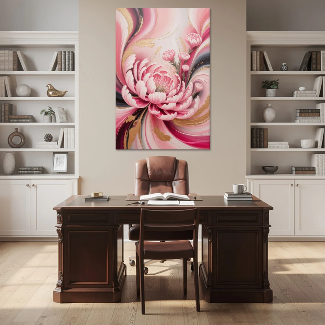 Opulent Garden Radiance Pink Abstract - Canvas Wall Art - Office - 40x60
