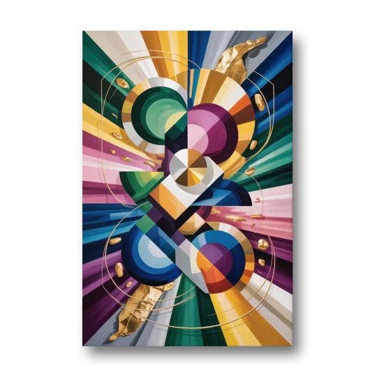 Opulent Geometric Symphony Colorful Abstract - Canvas Wall Art - Front
