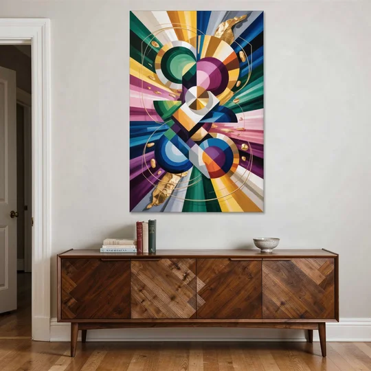 Opulent Geometric Symphony Colorful Abstract - Canvas Wall Art - Coffee Table - 40x60
