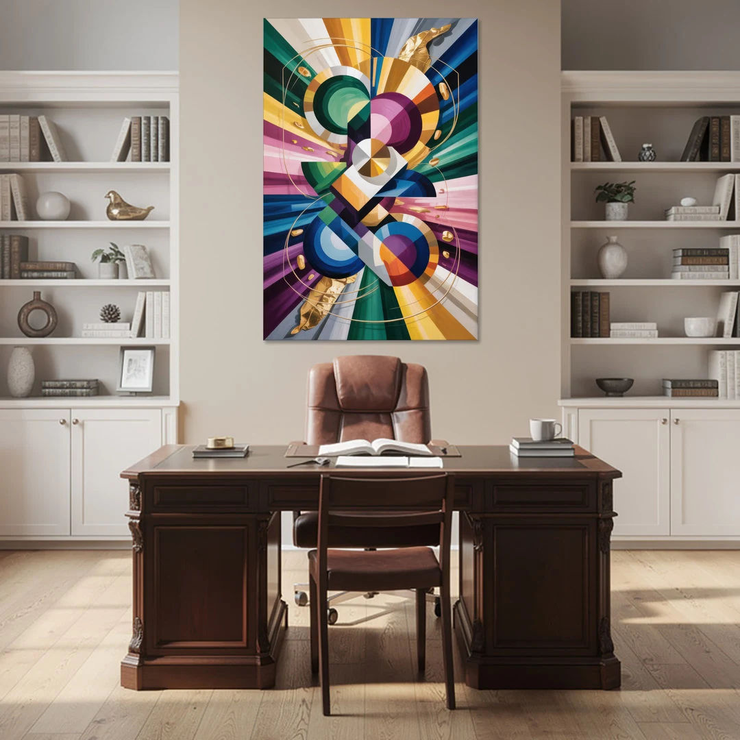Opulent Geometric Symphony Colorful Abstract - Canvas Wall Art - Office - 40x60