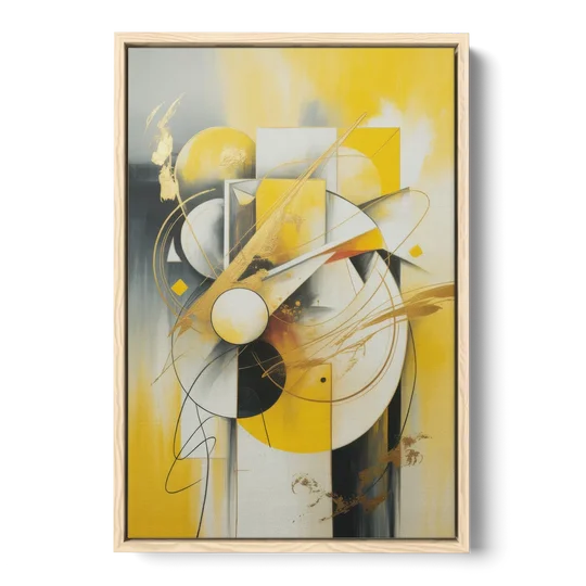 Opulent Geometric Yellow Abstract - Oak Framed Canvas Wall Art - Front