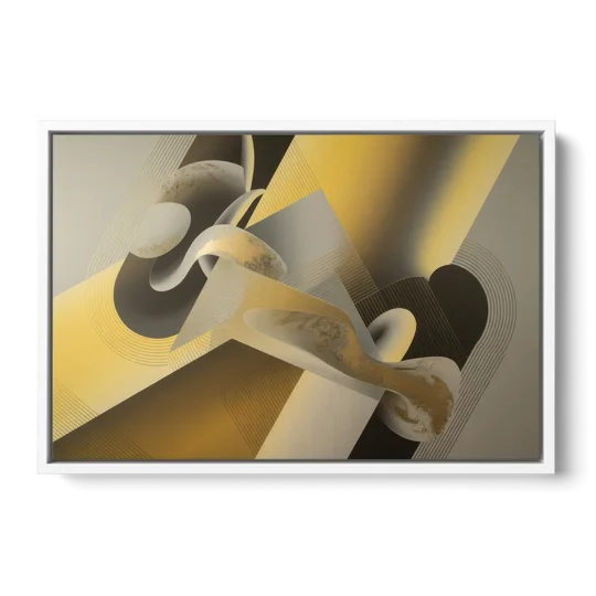 Opulent Geometrics Yellow and Grey Abstract - White Framed Canvas Wall Art - Front