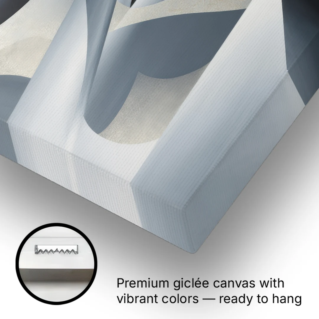 Opulent Geometry Grey and Silver Abstract - Canvas Wall Art - Gallery Wrap Corner