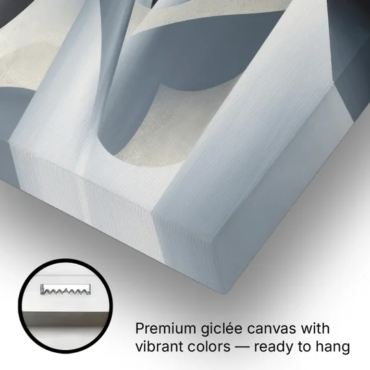Opulent Geometry Grey and Silver Abstract - Canvas Wall Art - Gallery Wrap Corner