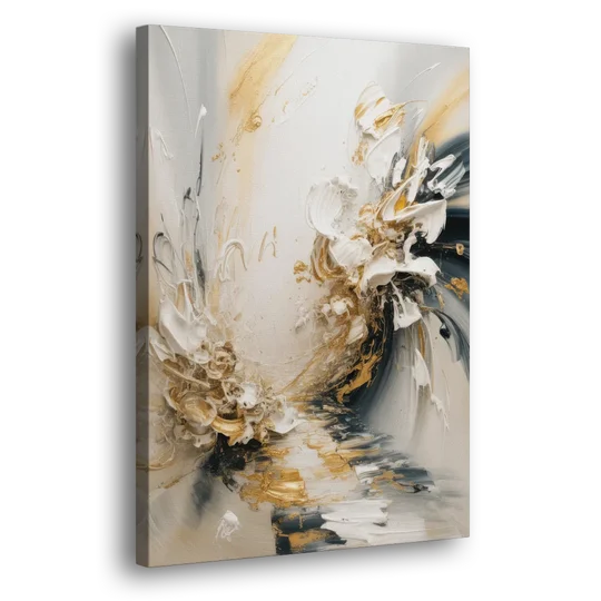 Opulent Gestures White and Gold - Canvas Wall Art - Side