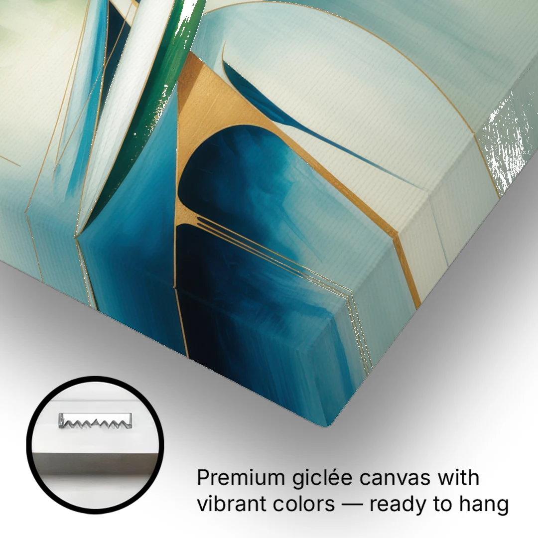 Opulent Harmony Blue and Green Abstract - Canvas Wall Art - Gallery Wrap Corner