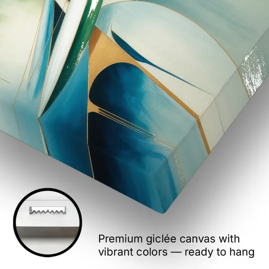 Opulent Harmony Blue and Green Abstract - Canvas Wall Art - Gallery Wrap Corner