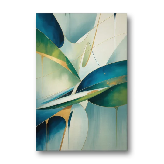 Opulent Harmony Blue and Green Abstract - Canvas Wall Art - Front