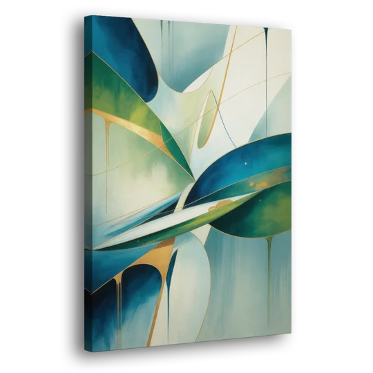 Opulent Harmony Blue and Green Abstract - Canvas Wall Art - Side