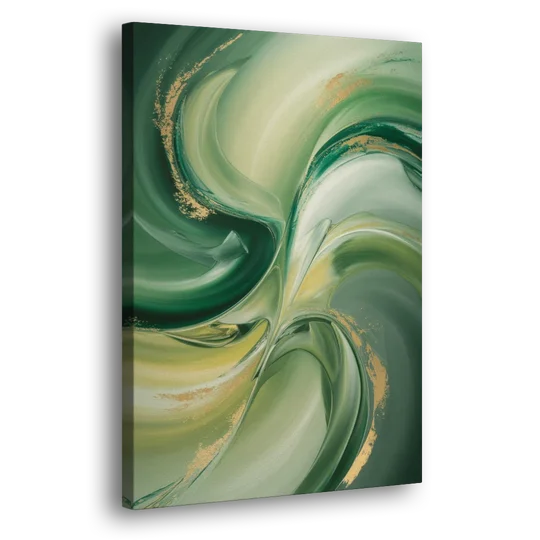 Opulent Harmony Green Abstract - Canvas Wall Art - Side