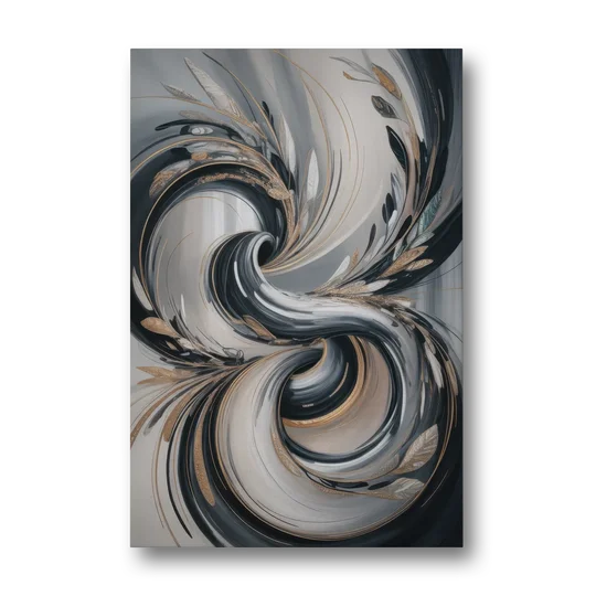 Opulent Iridescence Grey Abstract - Canvas Wall Art - Front