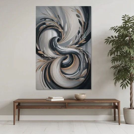 Opulent Iridescence Grey Abstract - Canvas Wall Art - Coffee Table - 40x60