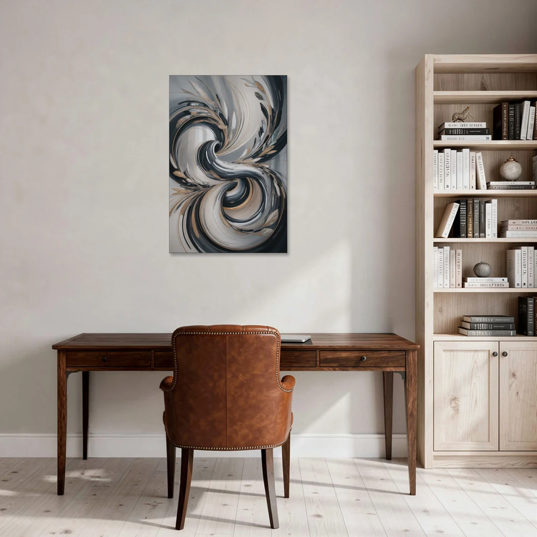 Opulent Iridescence Grey Abstract - Canvas Wall Art - Office - 24x36