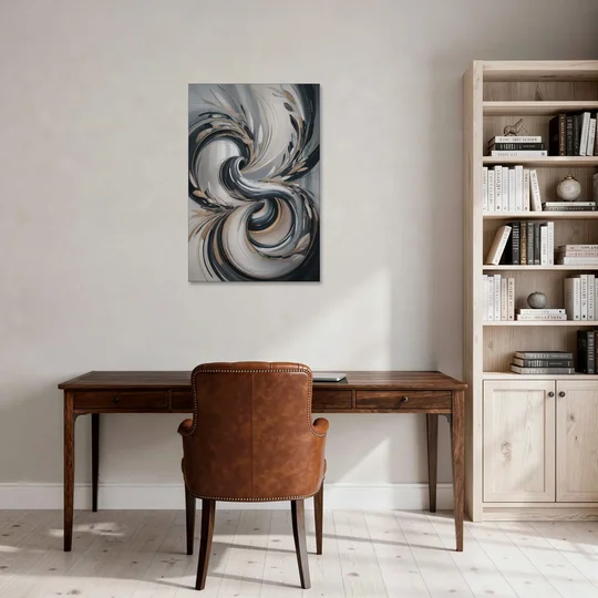 Opulent Iridescence Grey Abstract - Canvas Wall Art - Office - 24x36