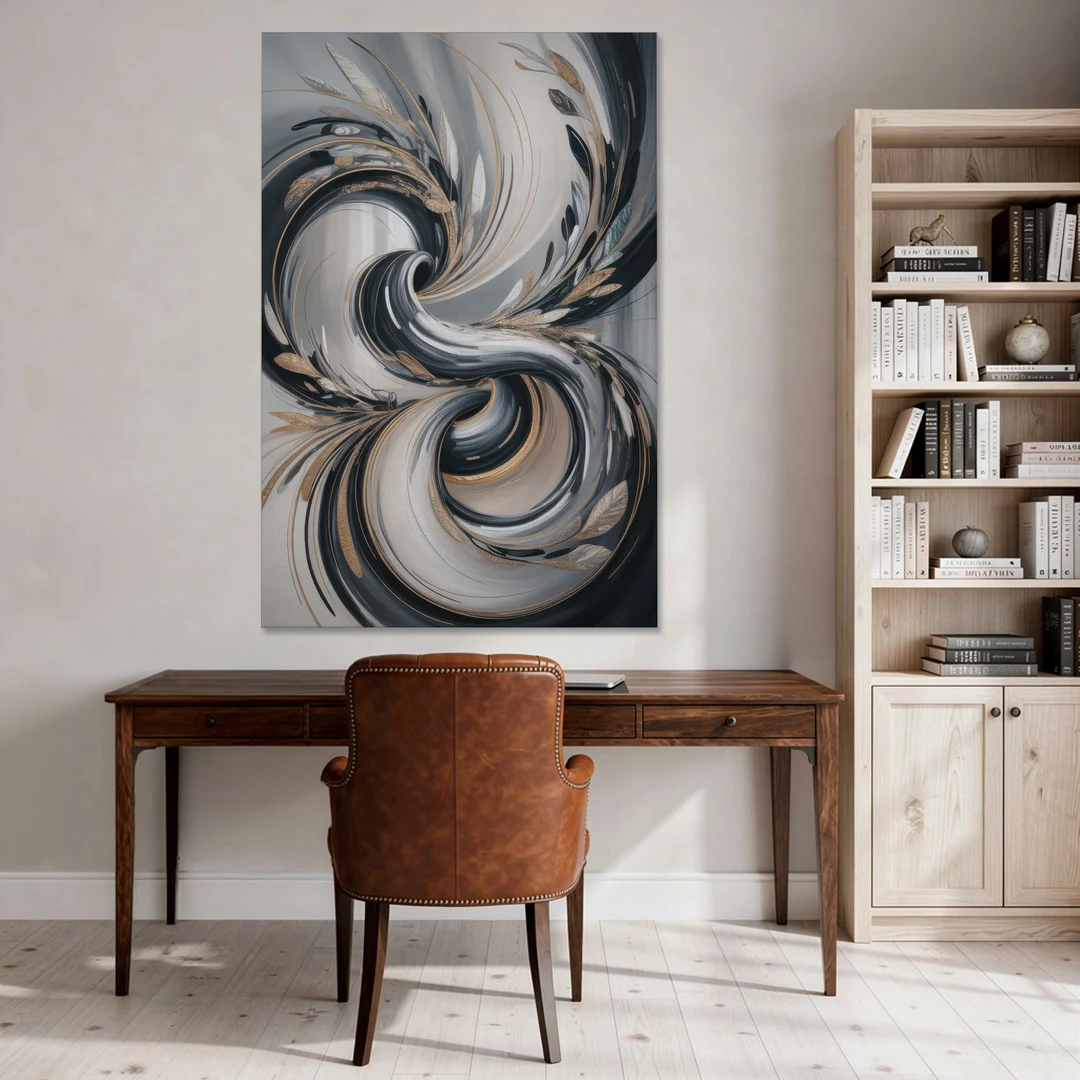 Opulent Iridescence Grey Abstract - Canvas Wall Art - Office - 40x60