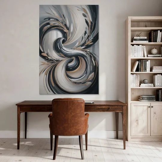 Opulent Iridescence Grey Abstract - Canvas Wall Art - Office - 40x60