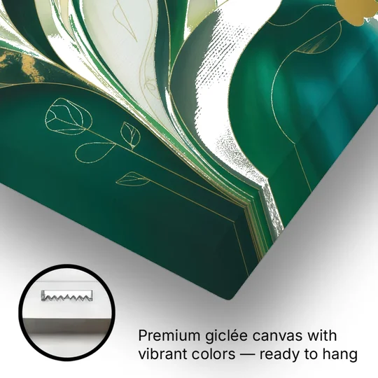 Opulent Nature Harmony Green Abstract - Canvas Wall Art - Gallery Wrap Corner