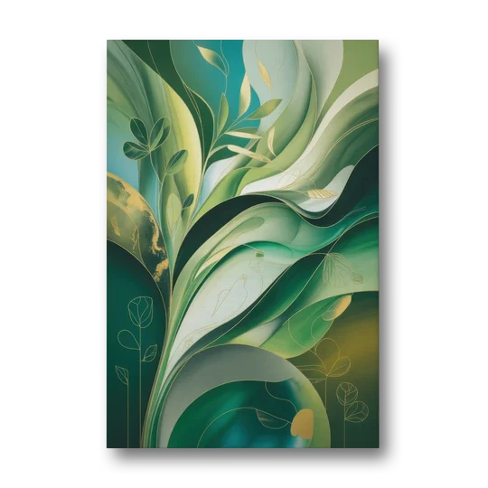 Opulent Nature Harmony Green Abstract - Canvas Wall Art - Front