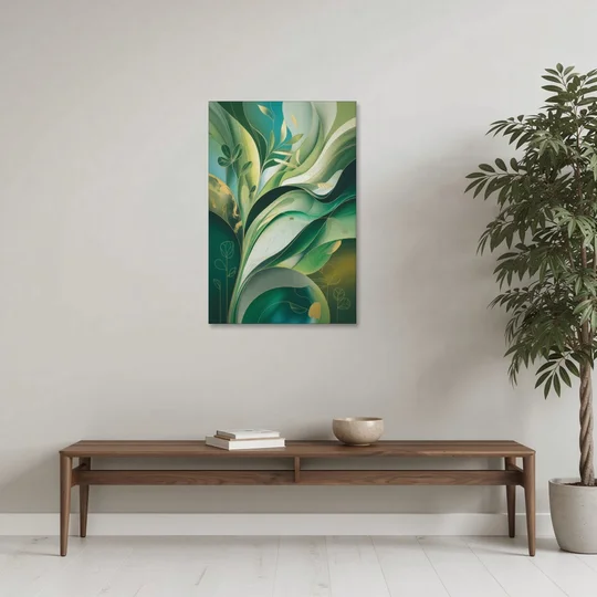 Opulent Nature Harmony Green Abstract - Canvas Wall Art - Coffee Table - 24x36