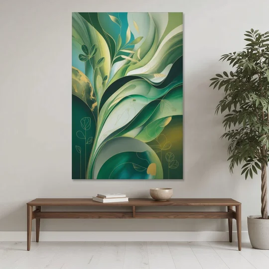 Opulent Nature Harmony Green Abstract - Canvas Wall Art - Coffee Table - 40x60