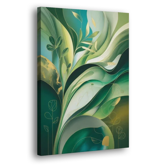 Opulent Nature Harmony Green Abstract - Canvas Wall Art - Side