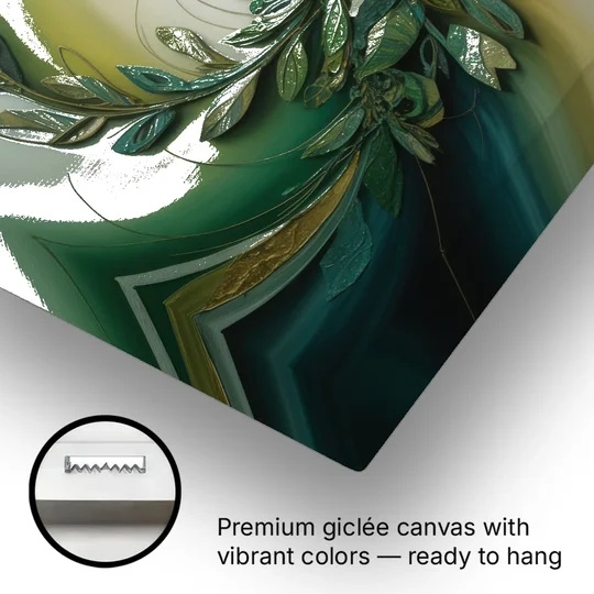 Opulent Natures Flow Green Abstract - Canvas Wall Art - Gallery Wrap Corner